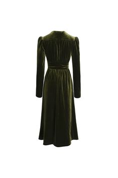 Vintage Wedding Guest Formal Evening Dress V Neck Long Sleeve Floor Le – AEL Studio Comfortable High Heels, Dress Retro, Ladies Dress, Green Velvet