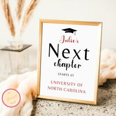 a sign that reads, june's next charter starts at university of north carolina