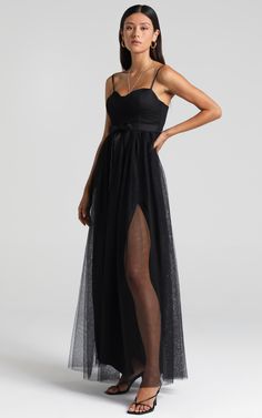 At The Altar Dress In Black | Showpo Tulle Maxi Dress, Black Dress Formal, Bodice Dress, Maxi Dress Black, Dress Formal, Black Maxi Dress, Over 50, Dress Black, Christmas Party