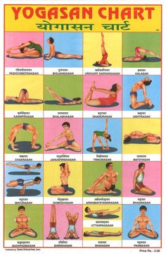 an advertisement for the san chart showing different yoga poses and their corresponding names in english