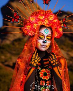 Decoraciones Aesthetic, Catrina Costume, Egypt Concept Art, Monarch Butterfly, Diy Projects To Try, Dia De Muertos, Day Of The Dead, Body Painting, Halloween Makeup