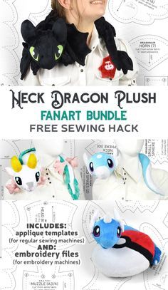 the instructions for how to sew a dragon plush