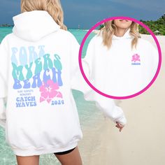 "Ocean Beach Hoodie Preppy Sweatshirt Siesta Beach Hoodies Aesthetic clothes Trendy Sweatshirt  Trending sweatshirt: https://etsy.me/3iSkkmg Trendy shirts: https://etsy.me/3MywvSr 🌻 Please read the full description:   This hoodie/sweatshirt sizing is NOT oversized.  You need to order at least 1-2 sizes larger for the extra baggy look in this photo.  (The normal sizing is UNISEX.) 🔔 Example: if you use size S choose between a size L or XL.  💡 HOW TO PLACE YOUR ORDER: 1. Please Check and Review White Letter Print Hoodie For Beach Season, White Trendy Summer Hoodie, Trendy White Summer Hoodie, Trendy Beach Season Hoodie With Letter Print, Trendy Letter Print Hoodie For Beach Season, White Letter Print Hoodie For Beach, White Hoodie For Beach Season Streetwear, White Hoodie With Letter Print For The Beach, White Summer Hoodie Sweatshirt