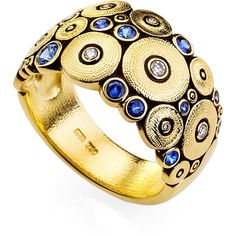 Designed by Alex Sepkus, "Ocean" ring is made of 18k yellow gold, ceylon blue sapphires and diamonds. Dome ring features 13 sapphires in various shades of blue (.50ct total) and 8 white diamonds (.10ctw total). All gems are round brilliant cut. "Ocean" ring is also available in all diamonds. The ring ships in a beautiful box. Free shipping, no tax! Multi-stone Sapphire Ring In Yellow Gold, Gold Sapphire Ring With Single Cut Diamonds, Yellow Gold Sapphire Rings With Multi-stone, Gold Sapphire Multi-stone Ring, Alex Sepkus, Ocean Ring, Ceylon Blue Sapphire, Multi Gemstone Ring, All Gems