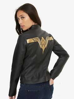 DC Comics Justice League Wonder Woman Faux Leather Jacket, MULTI Leather Jacket Plus Size, Wonder Woman Outfit, Fandom Merch, Wonder Woman Shirt, Geek Women, Faux Leather Jacket Women, Justice League Wonder Woman, Wonder Woman Movie, Varsity Jacket Women