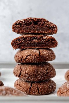 chocolate cookies stacked on top of each other