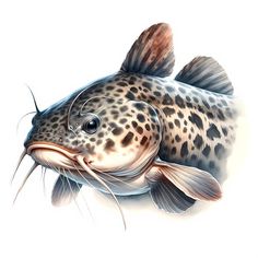 a drawing of a fish with spots on it's body