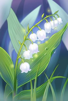 a digital painting of lily of the valley