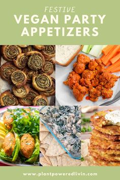 vegan party appetizers with text overlay