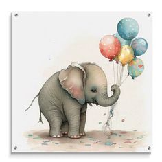 an elephant is holding balloons in its trunk