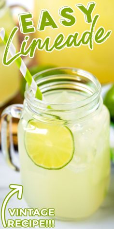 an easy limeade recipe in a mason jar