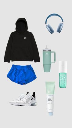 Shorts And Hoodie Outfit Lazy, Athletic Summer Outfits, Track Outfits, Preppy Fits