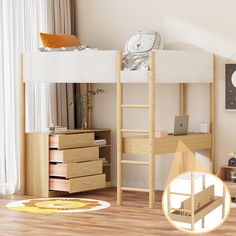 Full Size Teddy Fleece Loft Bed Lofted Beds, Shelf Drawers, Bed Stairs, Daybed With Drawers, Kids Loft, Twin Size Loft Bed, Kids Loft Beds, Renovation Inspiration, Bed Wood