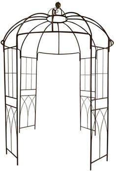 a metal gazebo with an arched top and two sides, on a white background