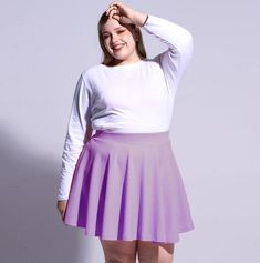 High Waisted Skater Skirt Plus Size-Lavender丨Moon Wood Solid Color Stretch Mini Pleated Skirt, Purple Fitted Tennis Skirt, Fitted Purple Tennis Skirt, Spring Mini Pleated Swim Skirt, Spring Mini Length Pleated Swim Skirt, Purple Pleated Mini Tennis Skirt, Purple Flared Mini Skirt For Summer, Stretch Pleated Flared Swim Skirt, Spring Stretch Mini Swim Skirt