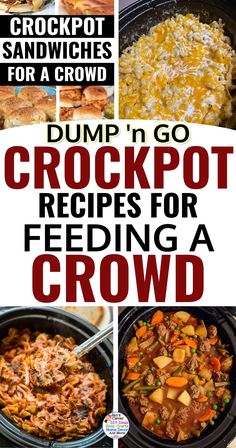 Feeding a Crowd? Try These Crockpot Recipes (just dump and go!) Crockpot Potluck, Potluck Meals, Crockpot Dump Recipes, Crock Pot Lasagna Recipe, Crockpot Appetizers, Easy Crockpot Dinners, Large Family Meals, Dump Meals, Crockpot Recipe