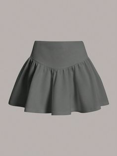 Tween Girl Woven Loose High Waist A-Line Vintage Casual Skirt Grey Casual   Woven Fabric Plain Flared Non-Stretch  Tween Girls Clothing, size features are:Bust: ,Length: ,Sleeve Length: Light Grey Skirt, Fancy Skirts, Y2k Skirt, Ruffle Hem Skirt, Hem Skirt, Casual Skirts, Vintage Casual, Gray Skirt, Casual Skirt