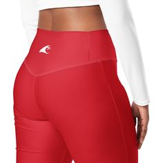 Get the ultimate figure-flattering look with these hottie Red Flare Leggings featuring the Extremely Stoked Epic Wave logo! The high-rise waist and butt-lifting design offer a flattering fit, while the flared leg bottoms add both fashion and comfort. Ideal for hitting the gym, rocking a yoga class, or taking a sunset stroll on the beach with your favorite Extremely Stoked bikini top! • 74% recycled polyester, 26% elastane • Soft and stretchy premium quality fabric with a mild compression feel • Red Flare Leggings, Black Flared Leggings, Wave Logo, Red Flare, Waves Logo, White Flares, Beach Lifestyle, Black Flare, Surf Style