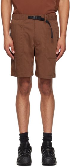 Flame-resistant polyester-blend Hinoc ripstop shorts. · Abrasion-resistant · Integrated cinch belt at elasticized waistband · Four-pocket styling · Zip-fly · Logo patch at back pocket Supplier color: Brown Brown Cargo Shorts With Pockets, Brown Cargo Shorts With Cargo Pockets, Brown Cargo Shorts With Pockets For Summer, Brown Summer Cargo Shorts With Pockets, Brown Summer Cargo Shorts With Side Pockets, Brown Utility Cargo Shorts With Side Pockets, Brown Utility Shorts With Pockets, Brown Outdoor Shorts, Fly Logo