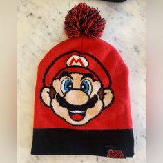 New Never Worn! Smoke And Pet Free Home. Crochet Super Mario Hat, Winter Hat, New Kids, Super Mario, Kids Accessories, Black Red, Accessories Hats, Winter Hats, Mario