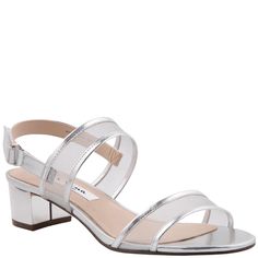 Womens Ganice Silver Mesh Block Low-heel Hook & Loop Dressy Sandal  | Nina Shoes Dressy Sandals, Nina Shoes, Evening Sandals, Low Heel Sandals, Strap Sandals Women, Stylish Sandals, Wedding Sandals, Silver Heels, Slingback Sandal