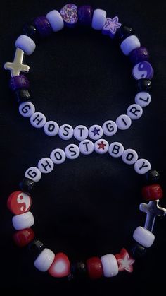 Lil Peep Bracelet Ideas, Lil Peep Bracelet, Bracelets With Beads, Rave Bracelets, Pulseras Kandi, Matching Couple Bracelets, Pony Bead Bracelets