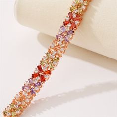 Jewel-Tone Crystal & 18k Rose Gold-Plated Abstract Bracelet – ST.REGION Jewel Tones, 18k Rose Gold, Gold Plating, Everyday Look, Rose Gold Plates, Embroidered Friendship Bracelet, High Fashion, Cubic Zirconia, Gold Plate