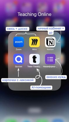 an iphone screen with the text teaching online and icons in different languages on it's display