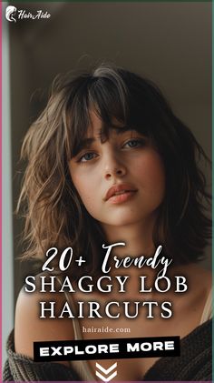 Shaggy fashion: Dive into the world of tousled locks with stylish Lob haircuts💇‍♀️💖 Shaggy Lob Side Part, Shaggy Lob With Fringe, Lob With Short Layers, Shaggy Lob For Wavy Hair, Lob For Fine Wavy Hair, Lob Wispy Bangs, Lob With Layers And Curtain Bangs, Brunette Lob With Bangs, Mid Length Shaggy Hair