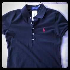 Nwt Super Cute Black Polo With Red Emblem. Ralph Lauren Shirt Women Outfits, Ralph Lauren Polo Women, Ralph Lauren Shirt Women, Polo Women, Digital Closet, Black Polo, Ralph Lauren Polo Shirts, Ralph Lauren Outfits, Polo Shirt Women