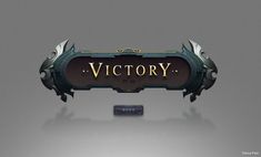 a sign that says victory on it and is in front of a gray background with an arrow