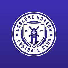 the logo for the football club, with windmills in the center and blue background