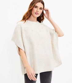 Loft Modern Poncho Size Medium/Large Oatmeal Women's by Loft Size Regular - M/L Oatmeal Women's Other, Gifts, 57%, Acrylic, 40%, Nyon, 3%, Wool, Machine, Washable Loft Store, Cool Silhouettes, Loft Modern, Effortless Style, Fabric Care, Oatmeal, Bell Sleeve Top, Tunic Tops, Loft