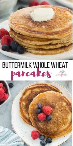 pancakes with buttermilk whole wheat and berries on top