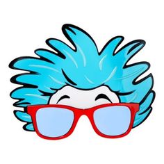 a cartoon character with blue hair and red glasses on it's face, wearing sunglasses