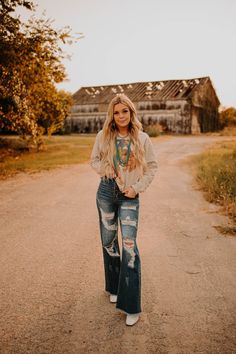 Distressed Wide Leg Denim – Wild Junkie Woman Western Outfits, 90s Chola Fashion, Punchy Outfits, Cute Western Outfits, Western Fits, Wide Leg Denim Jeans, Western Clothes, Western Vibes, Southern Outfits