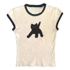 Tiny Black Cat, Kawaii Summer, Streetwear Graphic Tees, The Cardigans, Y2k Crop Top, Crop Top Women, Diy Vetement, Y2k Tops, Harajuku Streetwear