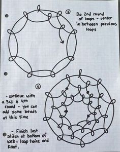 instructions for how to make an ornament in the shape of a circle with beads