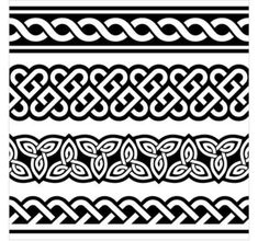 four different celtic designs in black and white