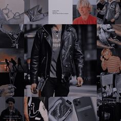 a collage of photos with men's clothing, shoes and accessories on them