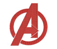 the avengers logo is shown in red