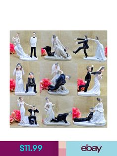 the wedding cake toppers are all different styles