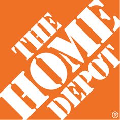 the home depot logo is shown next to an orange background with white letters on it