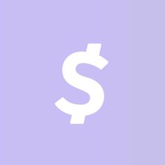 a white dollar sign on a purple background with the word $ written below it in cursive writing