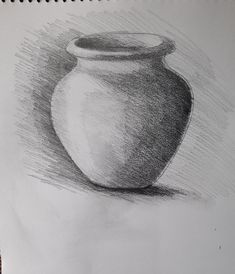 a drawing of a vase sitting on top of a table