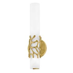 a white and gold wall light with an abstract design