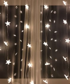 the curtains are decorated with white stars