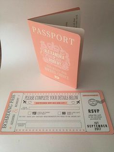 a passport and ticket sitting on top of a table