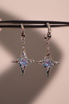 Platinum Plated Blue Cross Purple Gem Star Earrings – Cutethingscommin Purple Earring, Purple Gemstones, Ethereal Jewelry, Dope Jewelry Accessories, Fancy Jewellery Designs, Saving Grace, Purple Gems, Blue Cross, Waterproof Jewelry