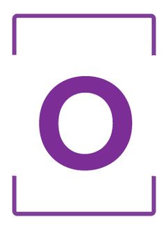 a purple square with the letter o in it